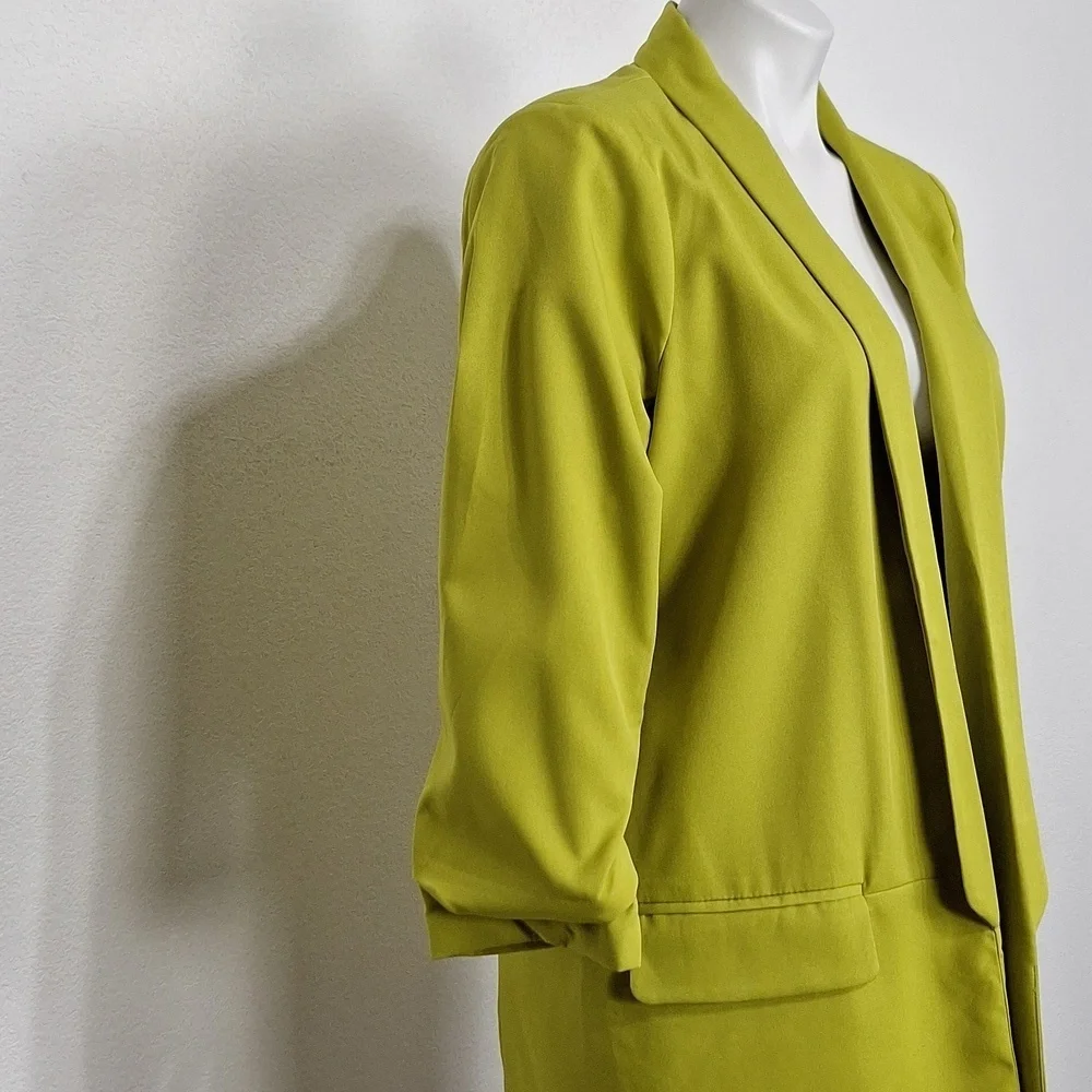 Before You NEW Lime Green 3/4 Sleeve Careerwear Preppy Open Front Blazer Size M